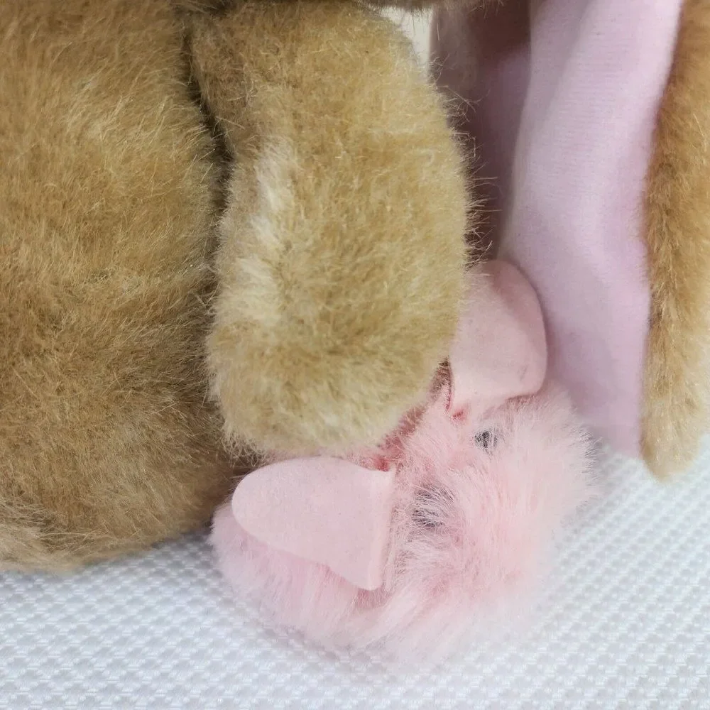 Vintage 80s Applause Easter Bunny Rabbit Plush Big Lop Ears Slippers 10”